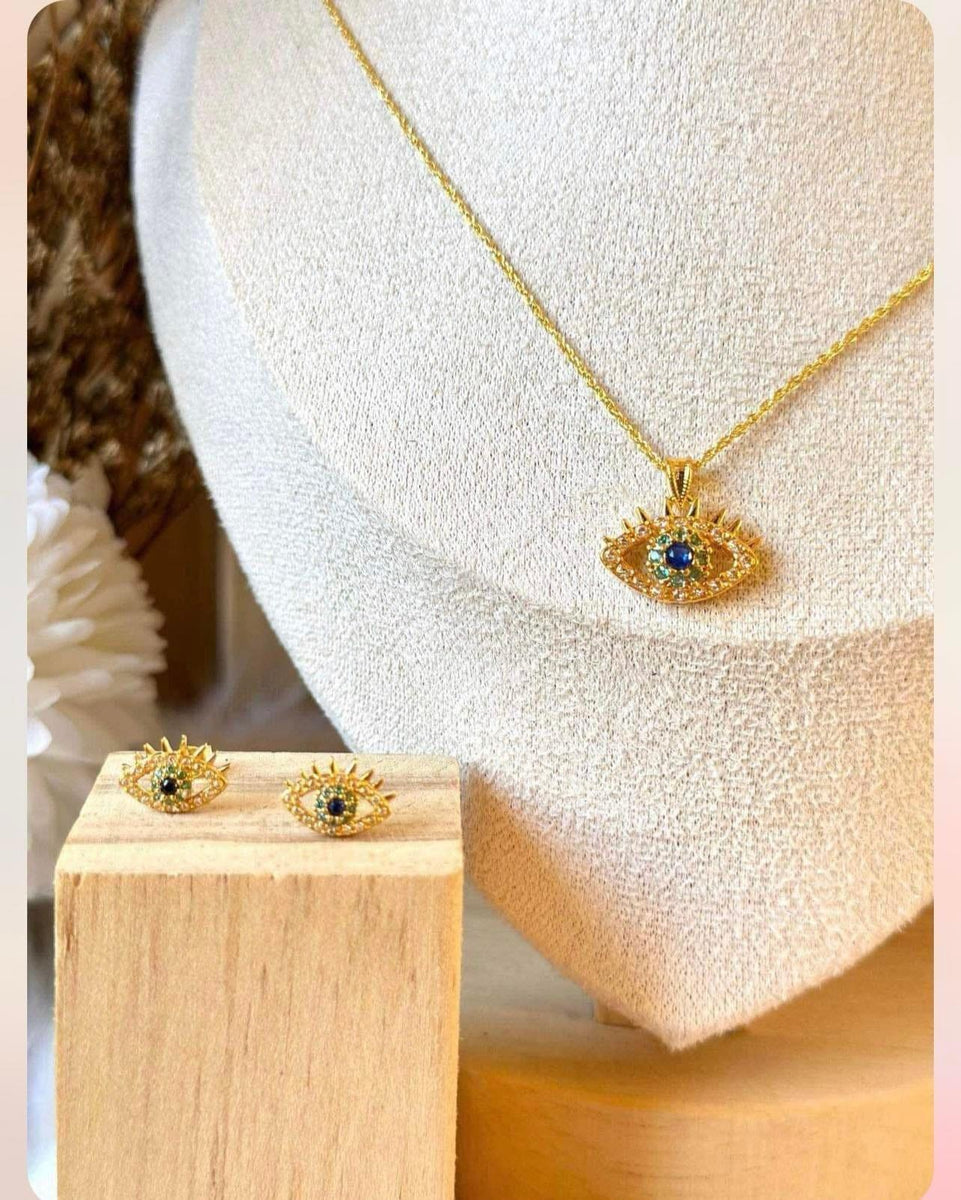 18k evil eye saudi gold jewelry set – SimplyG Gifts