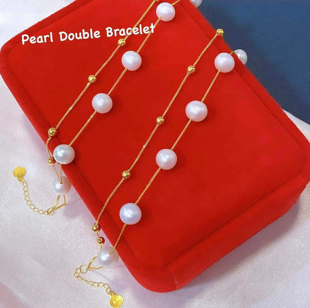 pearl double bracelet 18k