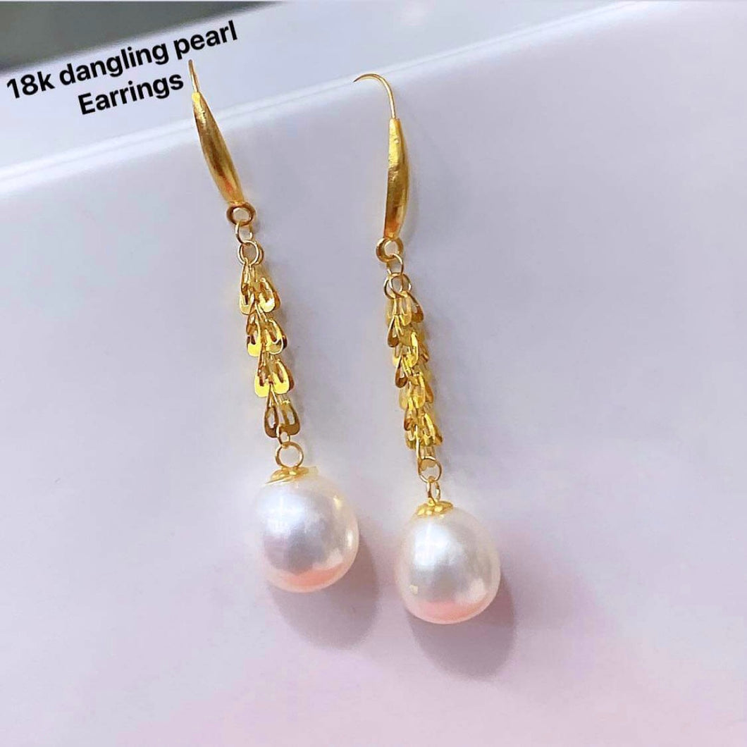18K Pearl Dangling Earrings