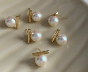 18K Rod Pearl Earrings