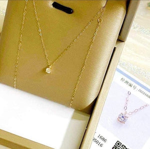 18k solitaire mini diamond necklace